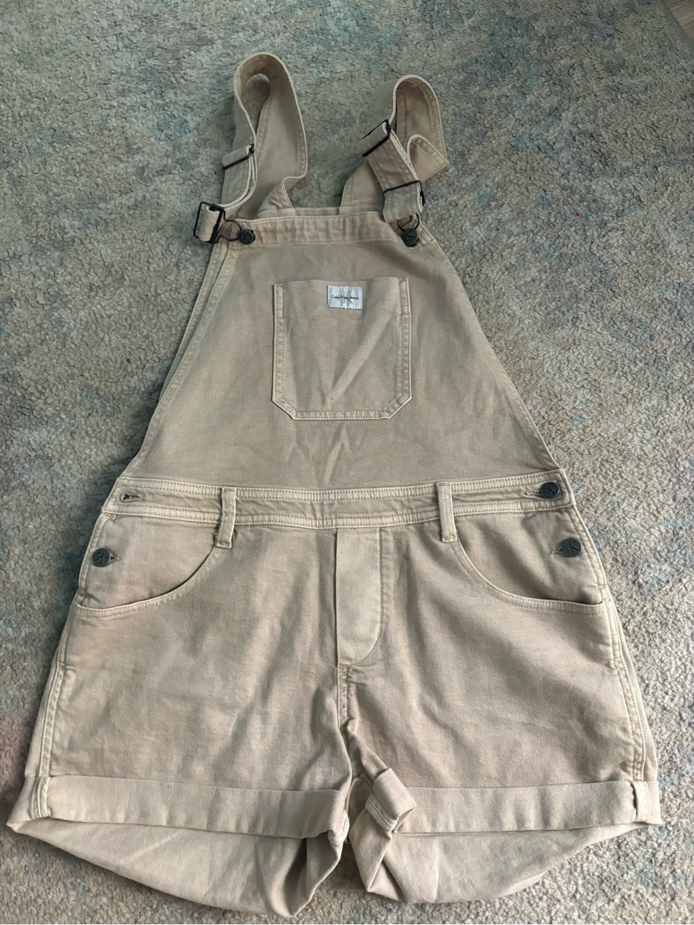 Calvin Klein vintage Beige Cotton Short Overalls - Casual Bib Shorts
